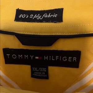Tommy Hilfiger Men's Yellow and White Striped Shirt